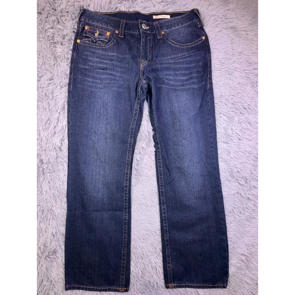 True Religion Jeans Mens 38‎ Ricky Straight Relaxed Loose Baggy Dark Horseshoe